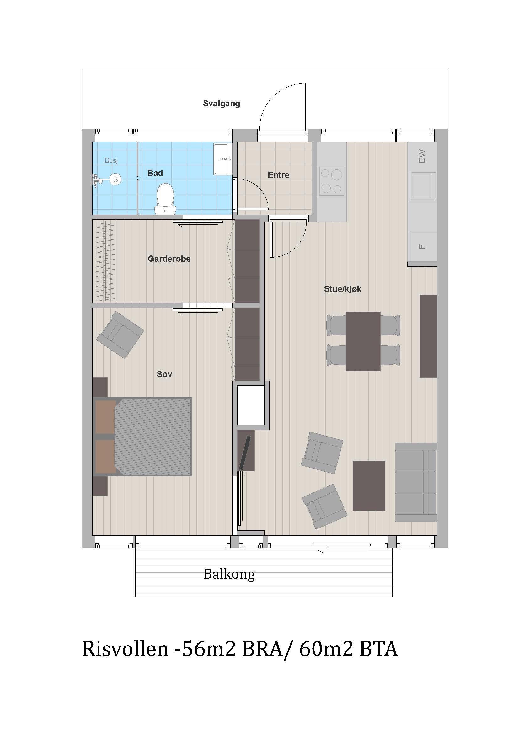 Risvollen leil 56m2